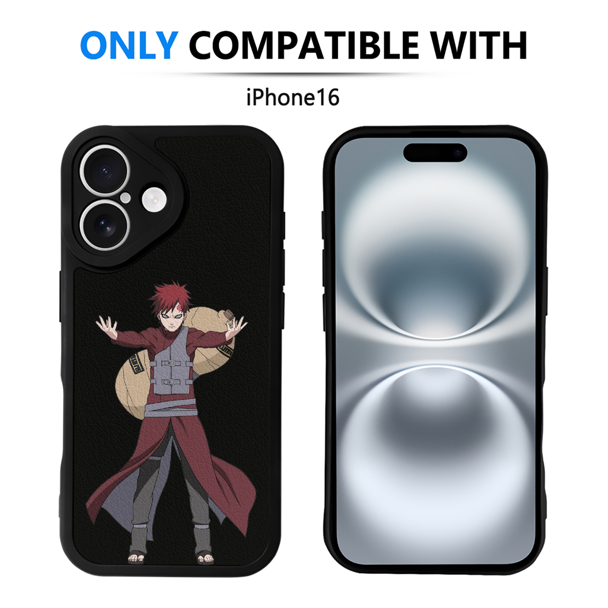 （画像用） NARUTO -ナルト- ガアラ Gaara 【iPhone 16シリーズ対応】シリコンスマホケース（レザー調） 材質：シリコン